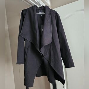 Fashion Nova Black Draped Trench Coat